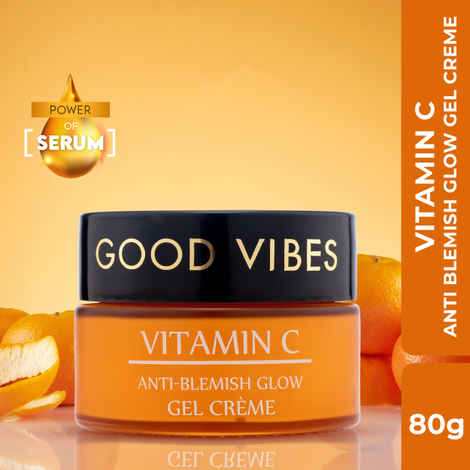 Good Vibes Anti Blemish Glow gel Creme Vitamin C | Spotless glow, Brightening, Depigmentation, Oil free (80 gm)
