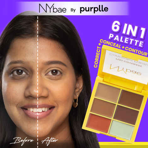 NY Bae Full Coverage Concealer Palette - Deep Diva 03 (9 gm) | Concealer | Foundation | Contour | Colour Correctors | Glowing Deep Skin | Face Makeup | Creamy Finish