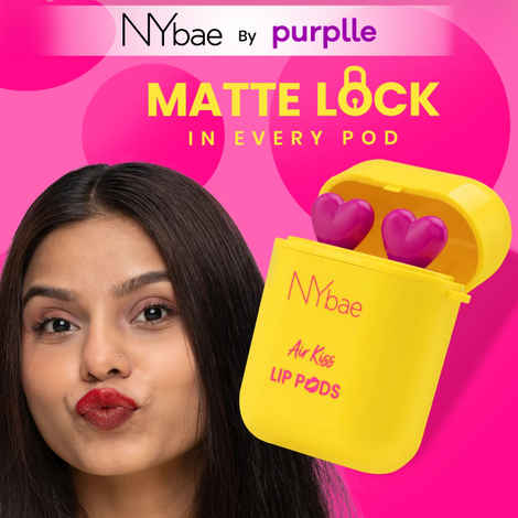 NY Bae Air Kiss Lip Pods - Cherry 01 (2.4 gm) | Creamy Matte Lipstick | Red & Brown Lipstick | Long Lasting | Lip & Cheek Stain | Moisturising | Airpods Case | Travel Kit