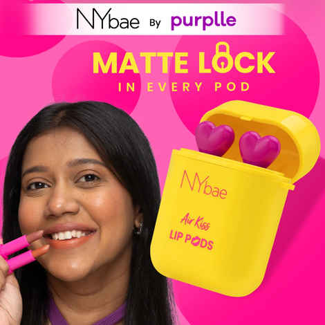 NY Bae Air Kiss Lip Pods - Timeless Nude 03 (2.4 gm)| Creamy Matte Lipstick | Mauve & Nude Lipstick | Long Lasting | Lip & Cheek Stain | Moisturising | Airpods Case | Travel Kit
