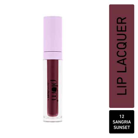 Buy Plum Glassy Glaze Lip Lacquer |Glossy Finish | 3-in-1 Lipstick + Lip Balm + Gloss|12 Sangria Sunset - Purplle