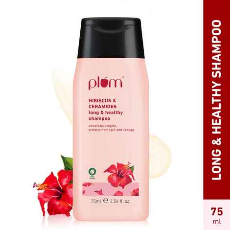 Buy Plum Hibiscus & Ceramides Long & Healthy Shampoo|Helps Boost Hair Growth, Prevents Split Ends 75 ml - Purplle