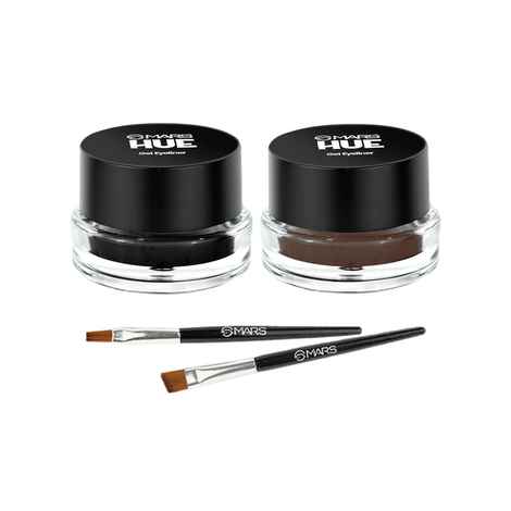 Buy MARS 2-In-1 Hue Gel Eyeliner | Waterproof & Smudgeproof Formula | Stay Upto 24 Hours | Comes With 2 Brush Set (6 gm) (Black & Brown) - Purplle
