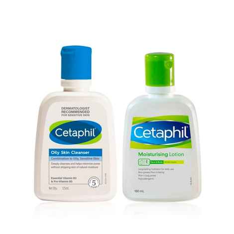 Buy Cetaphil Skin Care Regime For Oily Skin [Cetaphil Cleanser For Oily Skin (125 ml) + Cetaphil Moisturising Lotion (100 ml)] - Purplle