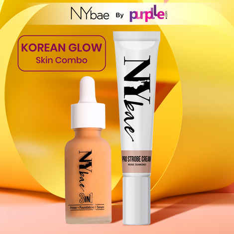 Buy NY Bae Korean Glow Skin Combo | Highlighter | Foundation | Skin Tint | Moisturizer | Glowy Finish | Medium Skin | Everyday Makeup Kit - Purplle