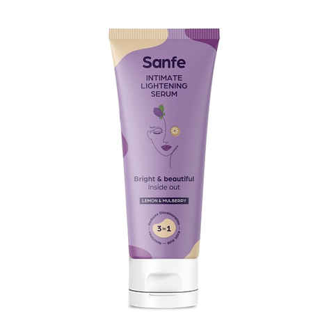 Sanfe Intimate Lightening Serum for Women with Dry Skin- 50 gm with Kojic acid & Vitamin C | Instant Lightening | Natural lemon and Mulberry Extracts | Easy application in dark Underarms, Inner Thighs, Knee and Bikini Area (Multicolor)