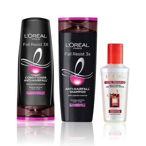 Buy L'Oreal Paris Anti- Hair Fall Regime (Anti-Hair Fall Shampoo (180 ml),Fall Resist 3X Anti Hair Fall Conditioner (180 ml),Total Repair 5 Serum (80 ml)) - Purplle