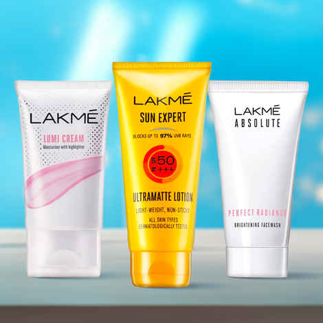 Buy Lakme on-the-go Skin Essentials Combo 1 (Perfect Radiance Brightening Face Wash, Illuminated Look (50 gm) + Sun Expert SPF 50 Super Matte Lotion (50 ml) + Lumi Skin Cream (30 gm) - Purplle