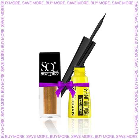 Buy Maybelline New York Colossal Bold Eyeliner - Black (3 gm) + Stay Quirky Glam Juice Liquid Eyeshadow Fire Opal 01 (2.6 ml) - Purplle
