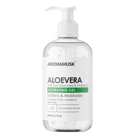 Buy AromaMusk Aloe Vera Gel For Face, with Pure Aloe Vera & Vitamin E for Skin and Hair - 200 ml (No Alcohol, Chemical & Paraben Free) - Purplle