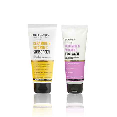 Buy Dr. Sheth’s Radiance Duo: Ceramide & Vitamin C Face Wash (100 gm) + Sunscreen (50 gm) - Purplle