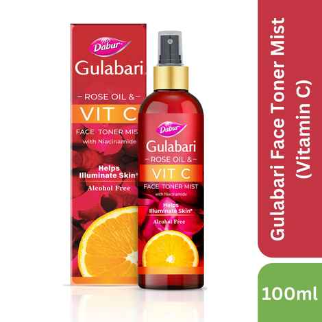 Buy Dabur Gulabari Rose Oil & Vitamin C Face Toner Mist with Niacinamide - 100 ml | Toner for brightened skin | Improves Uneven Skin Tone, Tightens Pores | Alcohol free - Purplle
