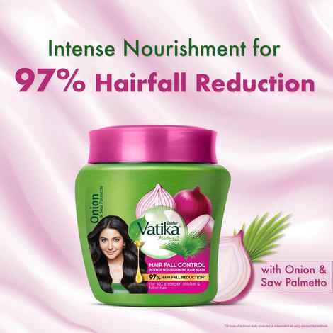 Buy Dabur Vatika Hair Fall Control Hair Mask - 500g | Intense Nourishment | Up to 97% Hair Fall Reduction I 10X Stronger, Thicker & Fuller Hair | With Onion and Saw Palmetto - 1000 ml - Purplle