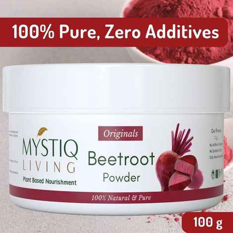 Buy Mystiq Living Beetroot Powder (100 Gm) for Hair Mask, Hair Growth, Beet Root Powder for Face Pack and Lips | 100% Natural and Organic | Pure & High Natural Antioxidants | Boost Energy | Additive Free and Pesticides - Purplle