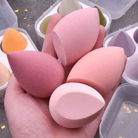 TRENDZIE SKIN CARE Make Up Blender Sponges Set I Soft Natural Beveled Makeup Sponges I Beauty Tools I Pack Of 4-PCS (Assorted Color)