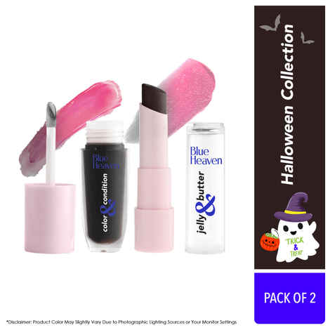 Blue Heaven Halloween Collection Black Magic Lip Combo | pH Based Lip Oil & Lip Balm | Pack of 2