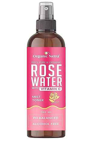 Buy Organic Netra Rose Water with Vitamin C | Exfoliates the Skin and Controls Oil | Excellent for Clearing Away Makeup & Dirt from Pores| Mist Spray for All Skin Type | Paraben and Alcohol Free -200 ml - Purplle