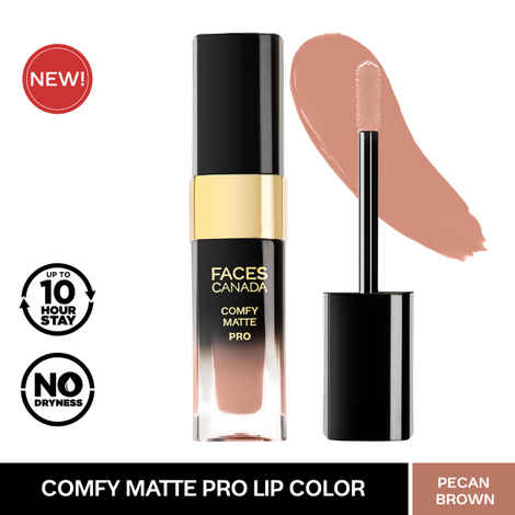 FACES CANADA Comfy Matte Pro Liquid Lipstick - Pecan Brown 15, 5.5 ml | 10HR Longstay | Intense Color | Macadamia Oil & Olive Butter Infused | Lightweight Super Smooth | No Dryness | No Alcohol