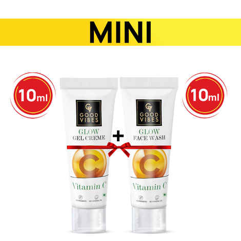 Buy Good Vibes Vitamin C Glow Face Wash + Gel Creme Combo (10g + 10 ml) - Purplle