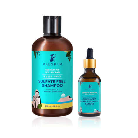 Pilgrim Hair Smooth & Shine Duo (Sulfate Free Shampoo (200 ml) + Advanced Hair Growth Serum (50 ml)