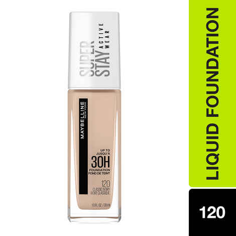 Buy Maybelline New York Super Stay Full Coverage Active Wear Liquid Foundation, Matte Finish with 30 HR Wear, Transfer Proof, 120, Classic Ivory, 30ml - Purplle