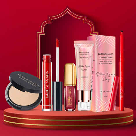Buy Faces Canada Karvachauth Makeup Kit | Compact | Kajal | Strobe Cream | Comfy Matte Lip Color | Sindoor - Purplle