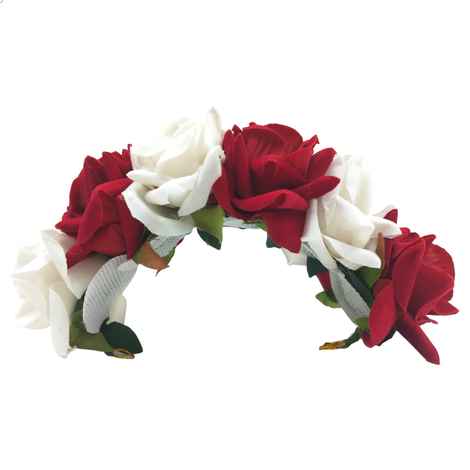 Buy LYF5STAR Bridal Red & White Rose Artificial Flower Veni Gajra - Pack of 1 - Purplle