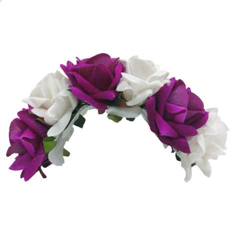 Buy LYF5STAR Bridal Purple & White Rose Artificial Flower Veni Gajra - Pack of 1 - Purplle
