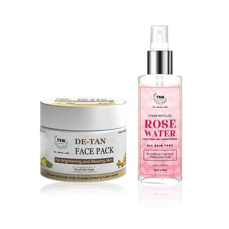 Buy TNW The Natural Wash D- Tan Face Pack and Rose Water Combo Combo of 2 - Purplle