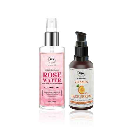 Buy TNW The Natural Wash Vitamin C Face Serum and Steam Distilled Rose Water Combo for Glowing Skin Combo of 2 - Purplle