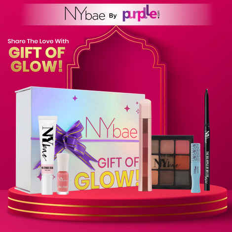 Buy NY Bae By Purplle - Festive Glow Kit | Strobe Cream | Kajal & Eye Liner Waterproof | Primer | Nail Paint Kit | Makeup Remover | Eyeshadow | Lipstick | Free Makeup Kit for women | Korean Beauty,70 gm - Purplle