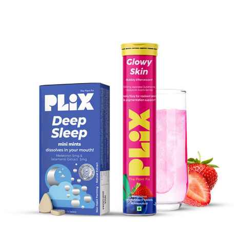 Buy PLIX Beauty Sleep Combo - Deep Sleep 30 Mini Mints and Skin Glow Glutathione 15 Effervescent Tablets - Purplle