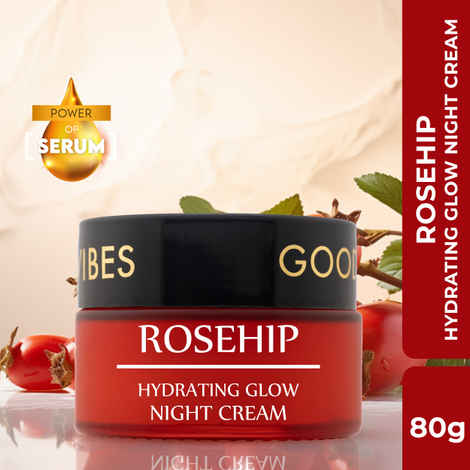 Good Vibes Rosehip Hydrating glow night cream | Nourshing, Skin renewing, Sleep treatment (80 gm)