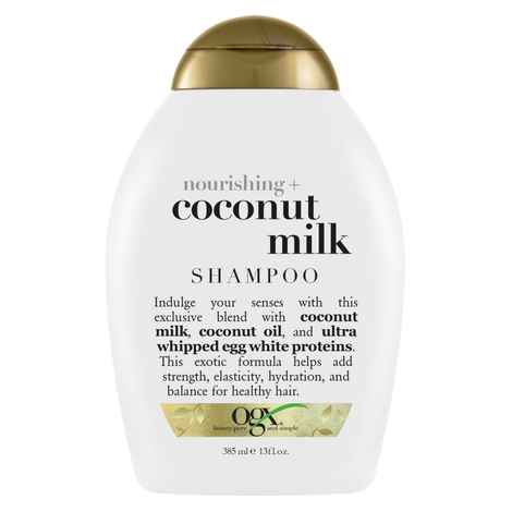 OGX Nourishing + Coconut Milk Nourishing Moisturizing Shampoo | Strong & Healthy Growth Hair, Coconut Milk, Coconut Oil & Egg White Protein Paraben Sulfate Free 385 ml