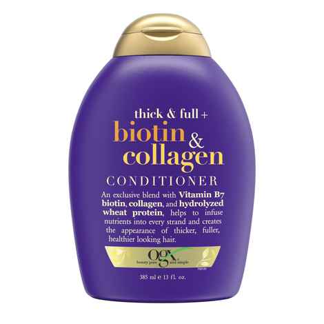 Buy OGX Thick & Full + Biotin & Collagen Volumizing Conditioner for Thin Hair, with Vitamin B7 & Hydrolyzed Wheat Protein, Paraben-Free, Sulfate-Free Surfactants, 385 ml - Purplle