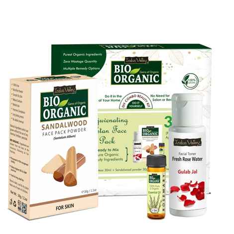 Indus Valley Bio Organic Rejuvenating Ubtan Face Pack DIY Kit Combo of 3