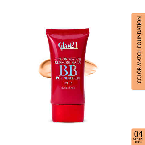 Buy Glam 21 Color Match BB Foundation SPF15 I Dual Purpose of Foundation & Sunscreen Blemish-free Glow | Non-cakey Daily Use | Non-greasy & Lightweight | Long-lasting Radiant Makeover| 30 gm - 04 Medium Beige - Purplle