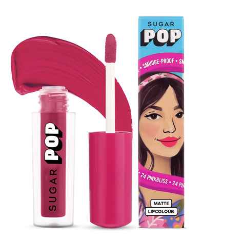Buy SUGAR POP Matte Lipcolour - 24 Pinkbliss (Bright Pink) – 1.6 ml - Lasts Up to 8 hours l Non-Drying, Smudge Proof, Long Lasting - Purplle