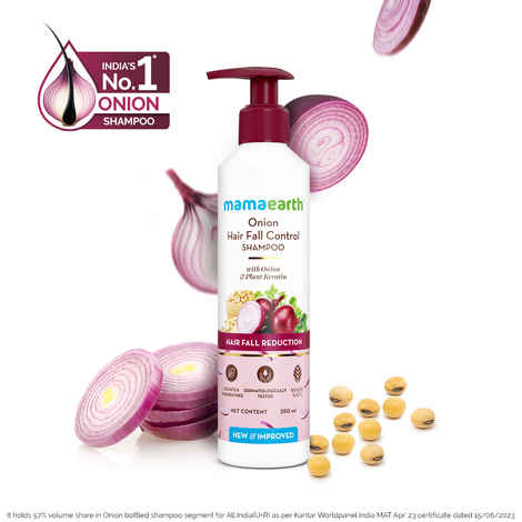 Mamaearth Onion Shampoo with Onion & Plant Keratin for Hair Fall Control - 250 ml