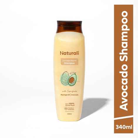 Buy Naturali Damage Repair Shampoo with Moringa Oil & Avocado | Repairs Hair Damage | Paraben and Sulphate Free Shampoo | Best Shampoo for Dry & Frizzy Hair - Purplle