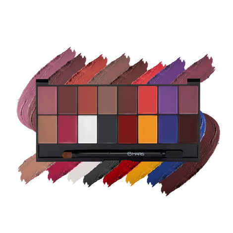 MARS Infinity Lip Palette | Demi Matte | 16 Colors to Infinte Lipstick Colors | Free Spatula cum Applicator (36 gm) (01-Multicolor)