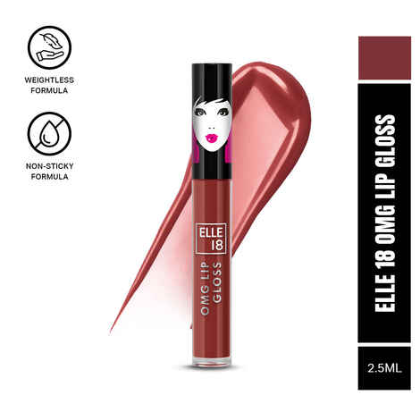 Buy Elle 18 OMG Lip Gloss, Glossy Finish, Brownie Babe, Non-sticky Formula, Light-weight, Moisturising Lip Gloss, Infused with Rapeseed and Jojoba Oil, Full Coverage Lip Gloss | 2.5 ml - Purplle