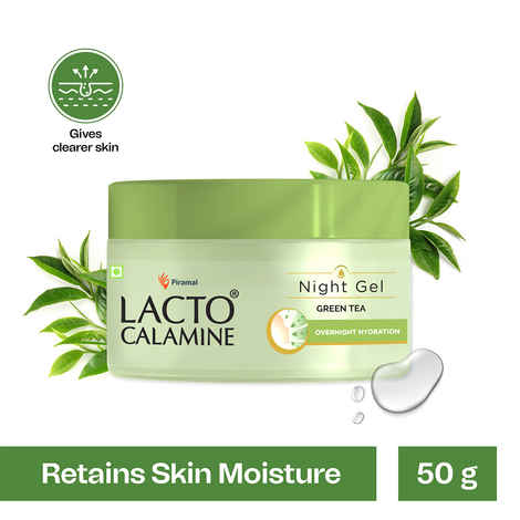Buy Lacto Calamine Night Gel with Green Tea for overnight hydration & moisturisation. Suitable for All Skin Type. No Parabens, No Sulphates - 50 gm - Purplle