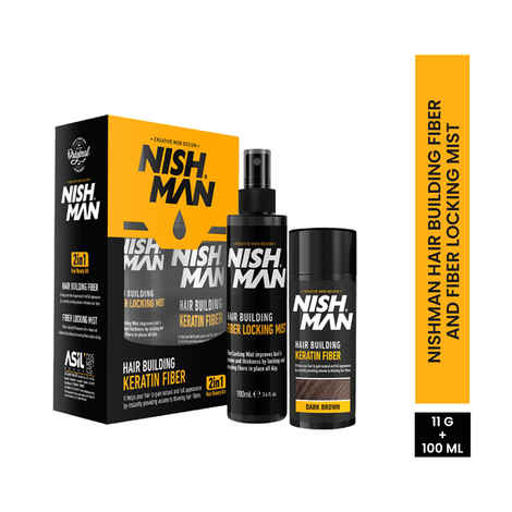 Buy NishMan Hair Building Keratin Fiber Kit Dark Brown Color (111 gm) - Purplle