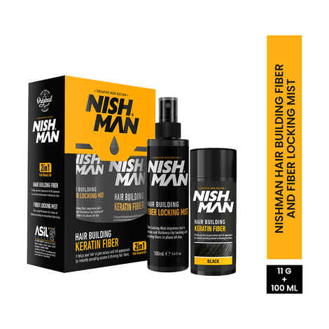 Buy NishMan Hair Building Keratin Fiber Kit Black Color (111 gm) - Purplle