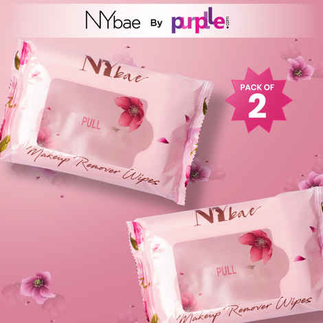 Buy NY Bae Makeup Remover Pack of 2 | Cleansing Facial Wipes | Refreshing | Alcohol Free | Sulphate Free | Paraben Free | Set of 50 Wipes| Makeup Kits | Travel Friendly - Purplle