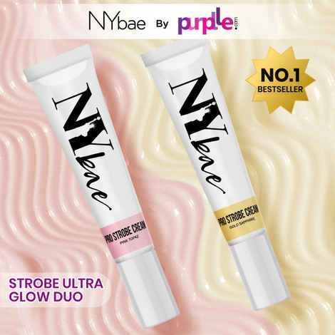 Buy NY Bae Strobe Ultra Glow Duo | Glowing Korean Skin | Dewy Face Base | Strobe Cream | Highlighter + Primer + Moisturizer | Pack of 2 - Pink Topz, Gold Sapphire | Makeup Kits - Purplle