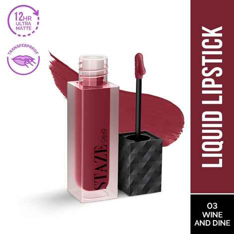 Buy Staze 9to9 Lips Don't Lie Matte + Transferproof Liquid Lipstick | 03 Wine and Dine | 4 ml - Purplle