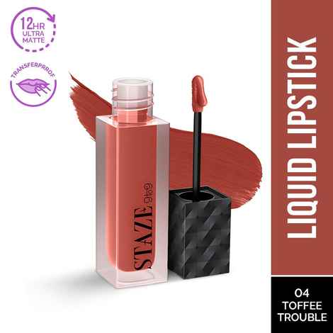Staze 9to9 Lips Don't Lie Matte + Transferproof Liquid Lipstick | 04 Toffee Trouble | 4 ml