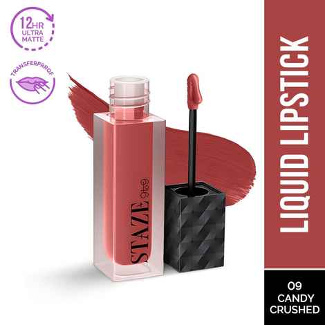 Buy Staze 9to9 Lips Don't Lie Matte + Transferproof Liquid Lipstick | 09 Candy Crushed | 4 ml - Purplle